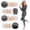 SIMIYA Thermal Underwear Set for Women Long Johns with Fleece Lined Long Sleeves Base Layer Set Top Bottom Grey view 3