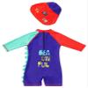 Kaerm Junior Youth Quick-Dry Swimming Jumpsuit Quater Back Zipper Swimwear with Swimming Cap Red&Navy Blue 4-5 Years view 2