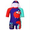 Kaerm Junior Youth Quick-Dry Swimming Jumpsuit Quater Back Zipper Swimwear with Swimming Cap Red&Navy Blue 4-5 Years view 3