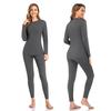 SIMIYA Thermal Underwear Set for Women Long Johns with Fleece Lined Long Sleeves Base Layer Set Top Bottom Grey view 2