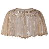 HGps8w Women's 1920s Sequin Gatsby Shawl Beaded Deco Evening Cape Wrap Bridal Shawl Bolero Flapper Cover Up view 3