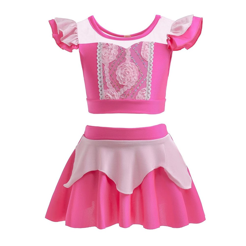 NEWEPIE Aurora Princess Two-Piece Tankini Swimsuit for Baby Girls Bathing Suits Ruffles Swimwear Surf Beach Summer Swimming Bikini Set 18-24M