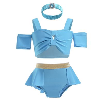 NEWEPIE Princess 3-Piece Tankini Swimsuits for Baby Girls Swimwear Surf Beach Summer Swimming Bikini Set w/Headband 18-24M