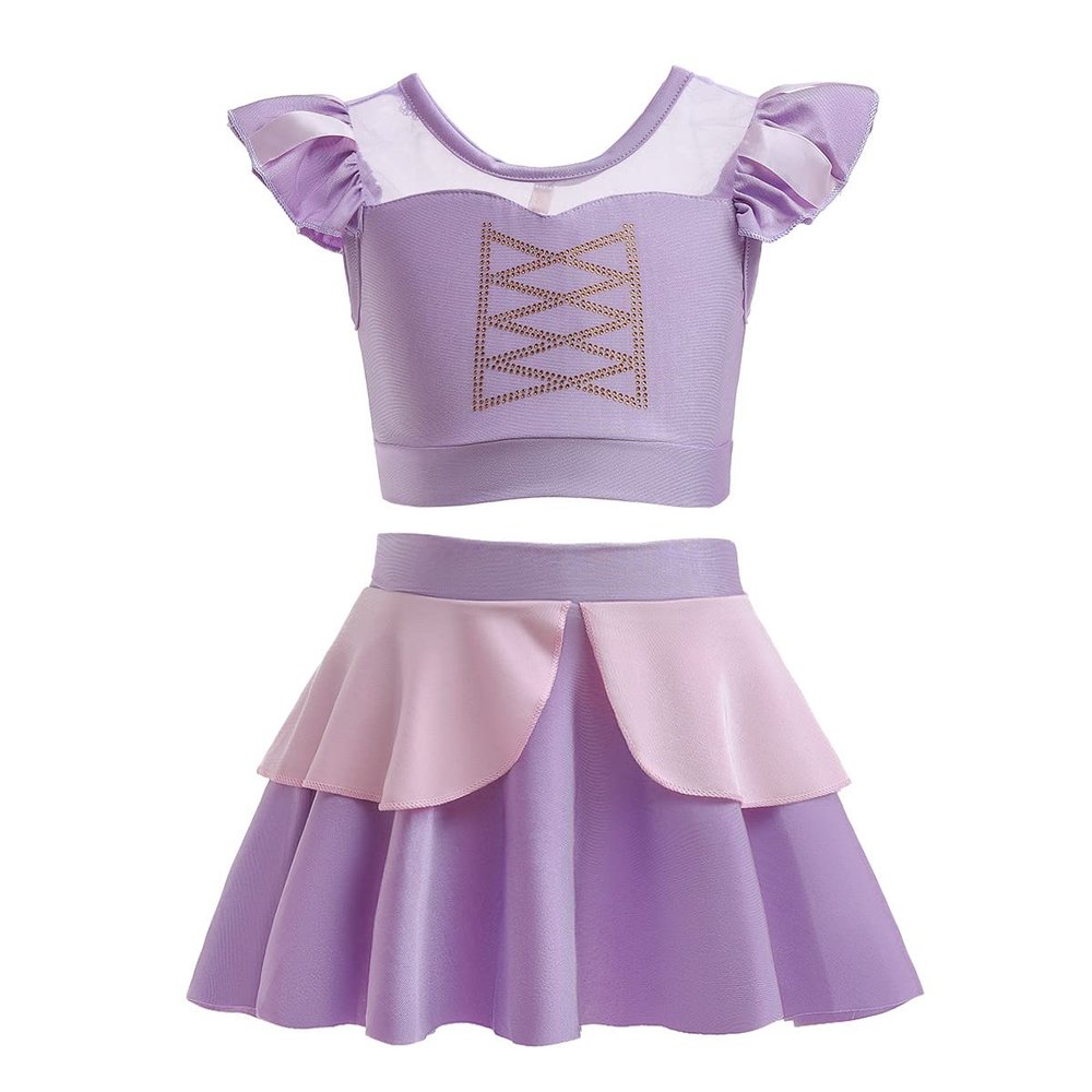 NEWEPIE Sofia Princess Two-Piece Tankini Swimsuit for Baby Girls Bathing Suits Ruffles Swimwear Surf Beach Summer Swimming Bikini Set 2-3T