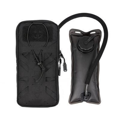 Tactical Hydration Pouch with Inner Bladder Water Bag Laser Cut MOLLE Hydration Pouch for Hiking Biking Running and Climbing (C:Black)