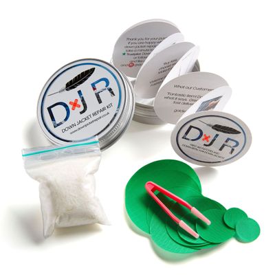 KIT-in-A-TIN - Repair Patches and Goose Down Top-Up for Down Jackets and Sleeping Bags (Mid Green)