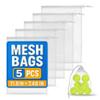 5 PCs Mesh Laundry Bags Drawstring  Small Mesh Bag White 11.8 x 7.48"  Multipurpose Nylon Net Bags with Tight Closure for Storing Balls, Clothes, Sports Gear at Gym, Beach, Laundry, & Travel Use view 1