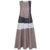 Long Dress for Women Summer Casual Plus Size Color Block Sleeveless Maxi Dresses with Pockets Khaki view 2