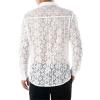 QWENTMTNTY Mens Mesh Shirt Button Down Long Sleeve Casual Fashion See-Through Lace Tops Hollow Flower Muscle Fitted T-Shirt view 4