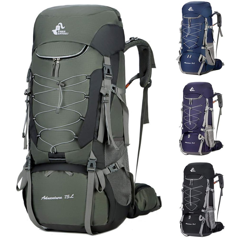 KLZUOPT Hiking Backpack 75L Large Outdoor Climbing Backpack Capacity Travel Camping Fishing Hiking Backpacks Waterproof Sports Rucksack Bags Multi-Pock