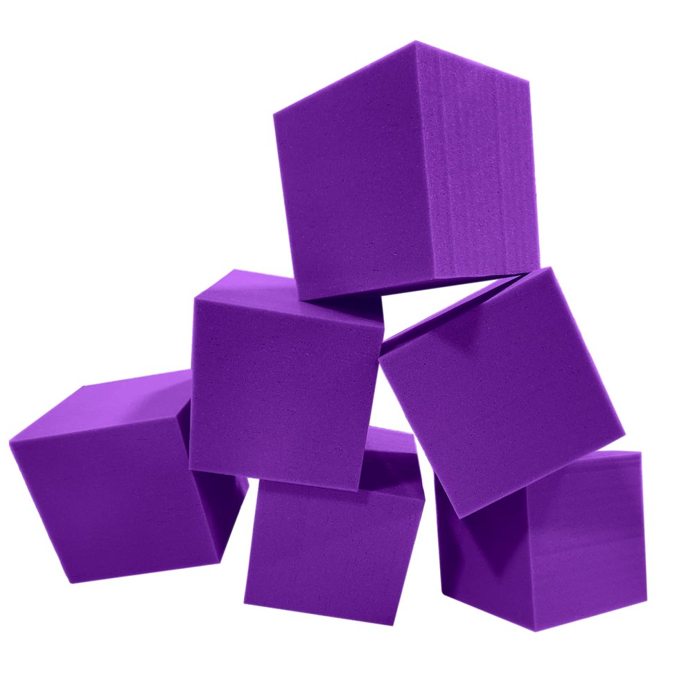 ENVIROLITE 6" Bulk Foam Cubes - Premium Quality Foam Cubes for Foam Pits | for BMX Pits, Trampoline Parks, Ninja Gyms, Gymnastics & Skatepark Foam Pits | 64 Foam Cubes, Purple