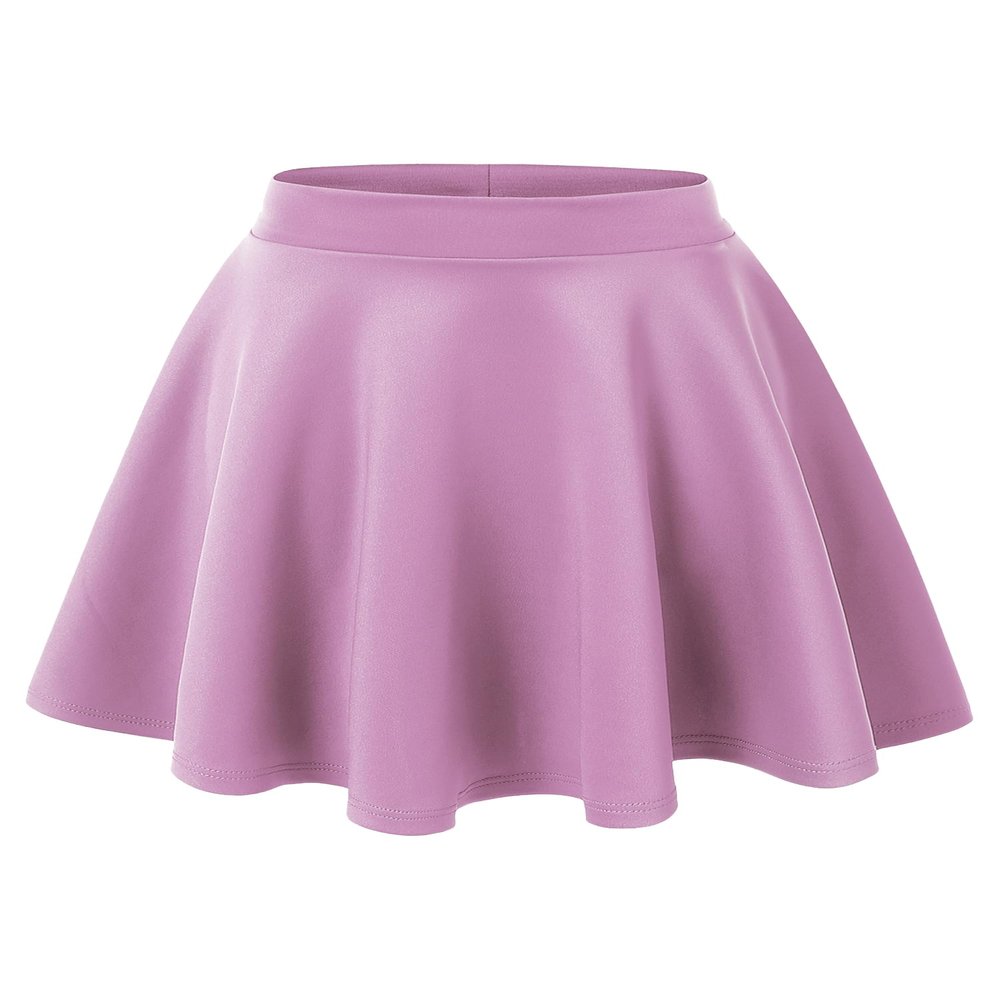 MBJ WB211 Women's Basic Versatile Stretchy Flared Skater Skirt for Girl S Lilac