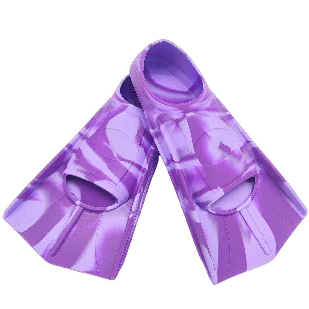 Fadgesy Swimming Training Fins,Comfortable Silicone Flippers for Swimming and Diving,Size Suitable Kids Girls Boys Adults (Small, Lavender)