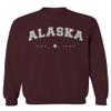 0497. Vintage Retro Graphic Alaskan Alaska State Men's Crewneck Sweatshirt (Maroon X-Large) view 1