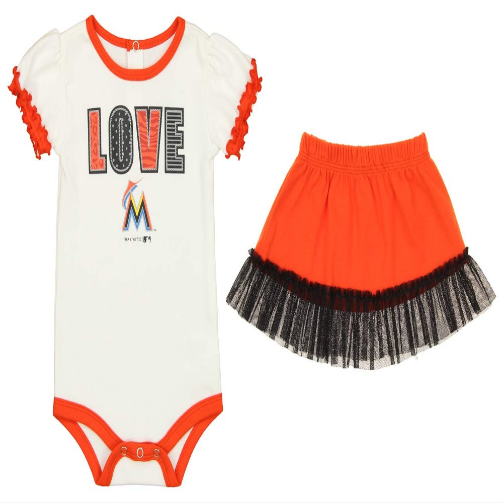 Outerstuff MLB Newborn (0M-9M)/Infants (12M-24M) Home Field Dress with Bloomer, Miami Marlins, 18 Months