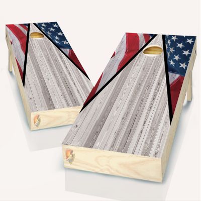 Cornhole American Flag Patriotic Light Board Vinyl Wrap Laminated Sticker Set Decal