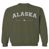 0497. Vintage Retro Graphic Alaskan Alaska State Men's Crewneck Sweatshirt (Olive, X-Large) view 1