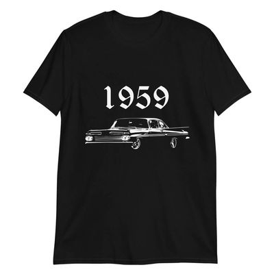 1959 Chevy Impala Antique Collector Car Custom Classic Cars Short-Sleeve Unisex T-Shirt Black