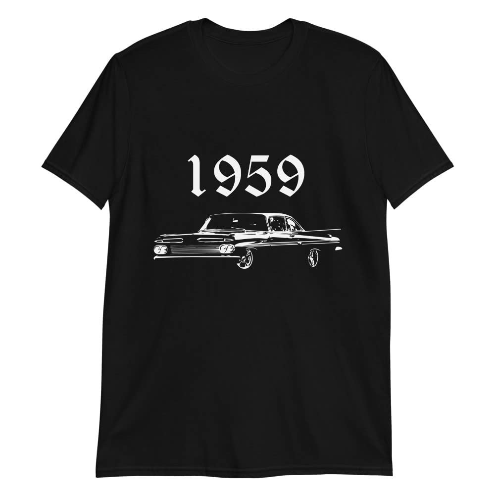 1959 Chevy Impala Antique Collector Car Custom Classic Cars Short-Sleeve Unisex T-Shirt Black