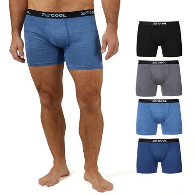 32 Degrees COOL Mens 4-PACK Quick Dry Performance Boxer Brief With Comfort Elastic Waistband, Black/Blue/Denim/Charcoal, Small