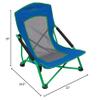 ALPS Mountaineering Rendezvous Low Camping Chairs for Adults with Arms, Cool Mesh Center, Powder Coated Steel Frame, Compact Folding Design and Carry Bag, Blue/Green view 2