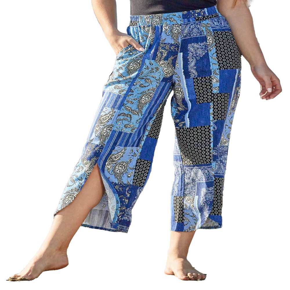 Royalty For Me Womens High Rise Tulip Slit Hem Wide Leg Linen Pant,PW002,XL