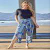 Royalty For Me Womens High Rise Tulip Slit Hem Wide Leg Linen Pant,PW002,XL view 3