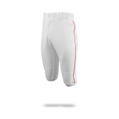 MARUCCI Adult EXCEL Double-Knit Piped Baseball Short Pant, White/RED, Adult X-Large