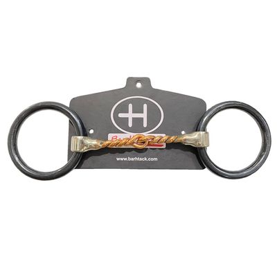BAR H EQUINE Western O Ring Twisted Copper Wire Horse Snaffle Bit Black
