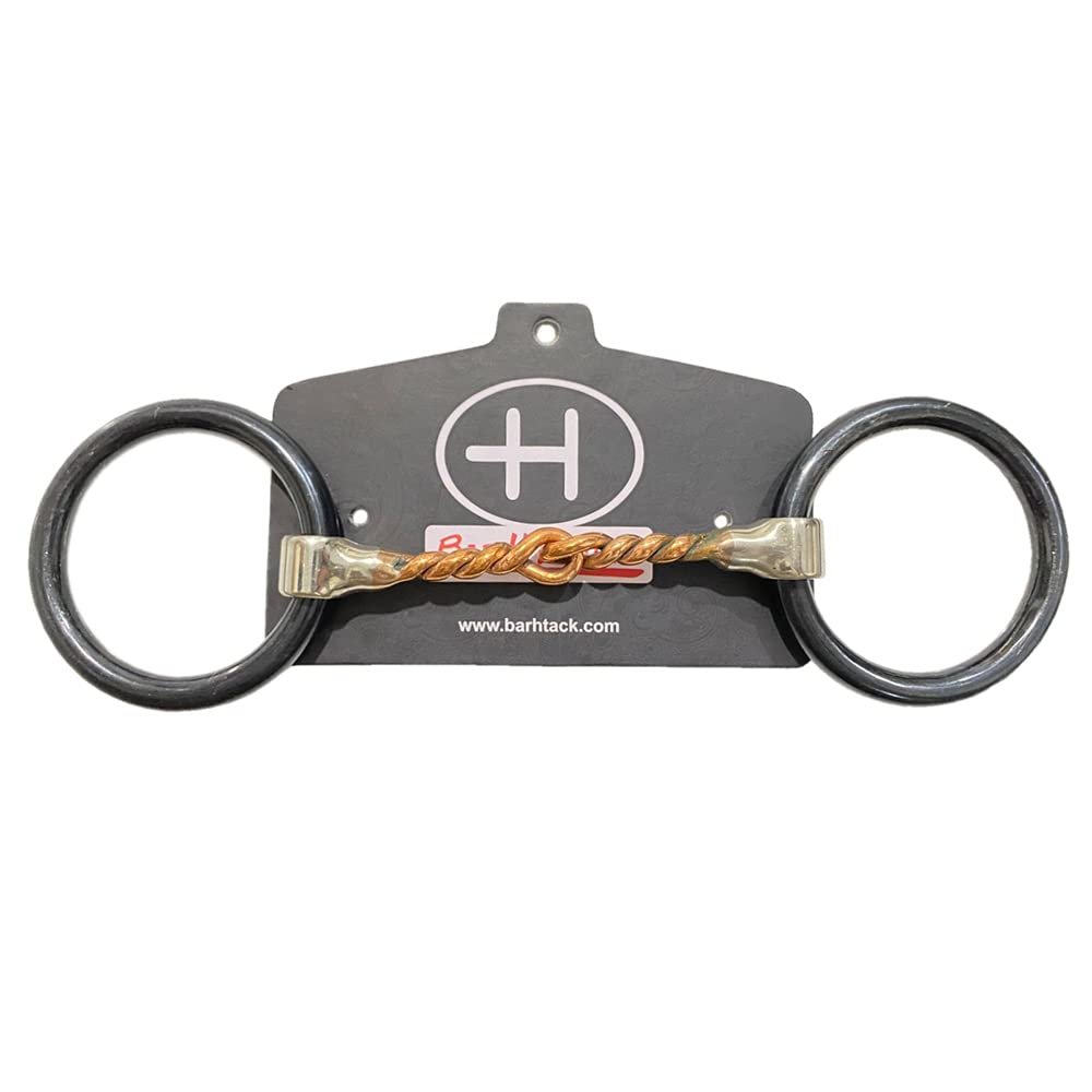 BAR H EQUINE Western O Ring Twisted Copper Wire Horse Snaffle Bit Black
