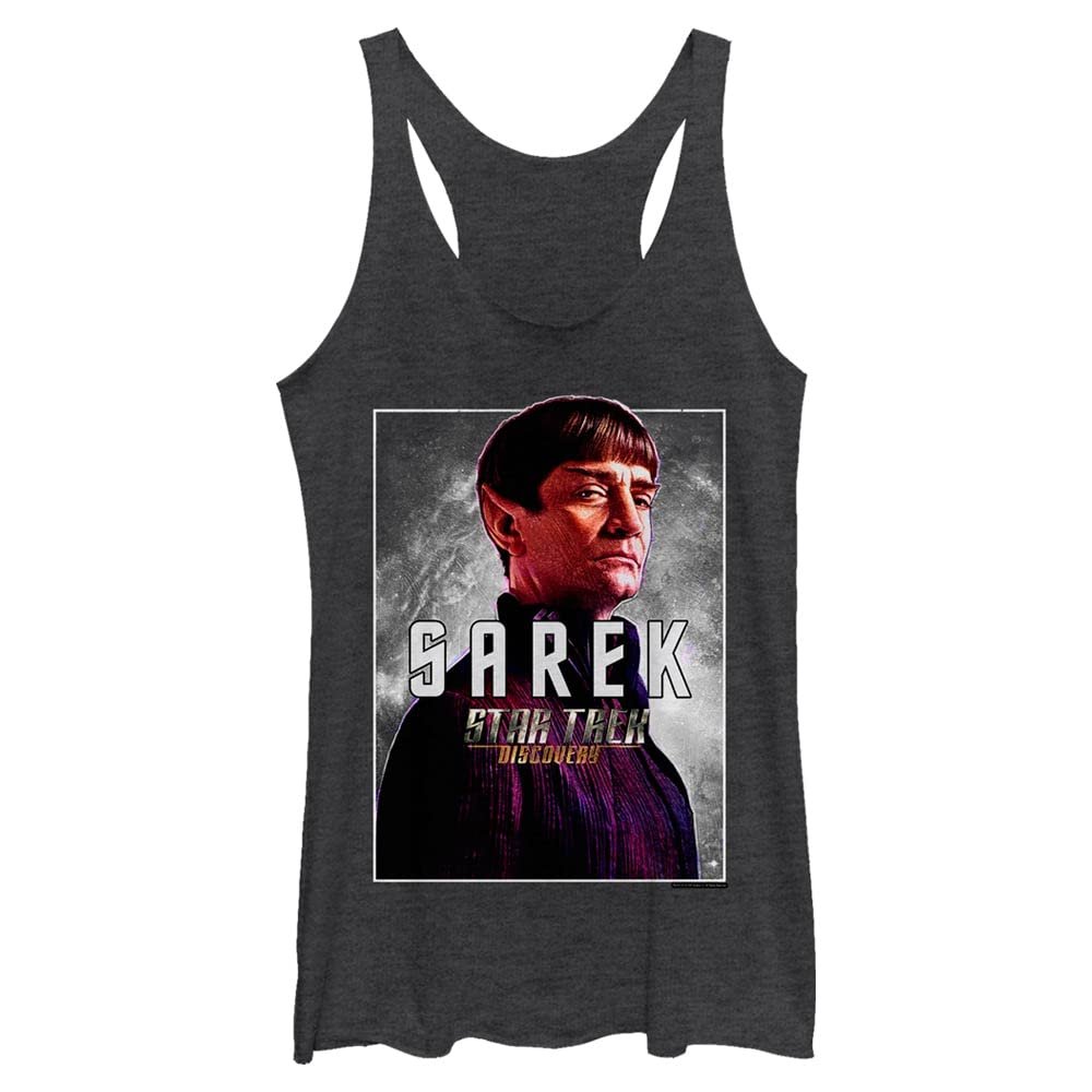 Fifth Sun Star Trek: Discovery Sarek Space Women's Racerback Tank Top, Black Heather, X-Small