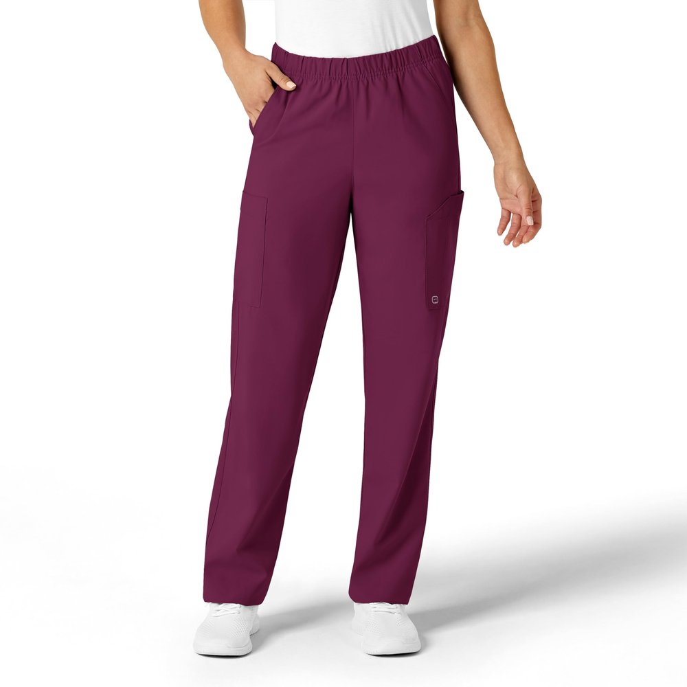 WonderWink W123 Unisex Multi-Cargo Scrub Pant - Wine, 4X