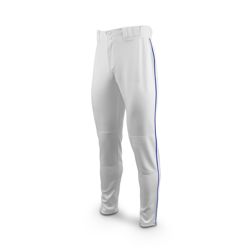 MARUCCI Adult EXCEL Double-Knit Piped Baseball Pant, White/Royal Blue, Adult X-Large