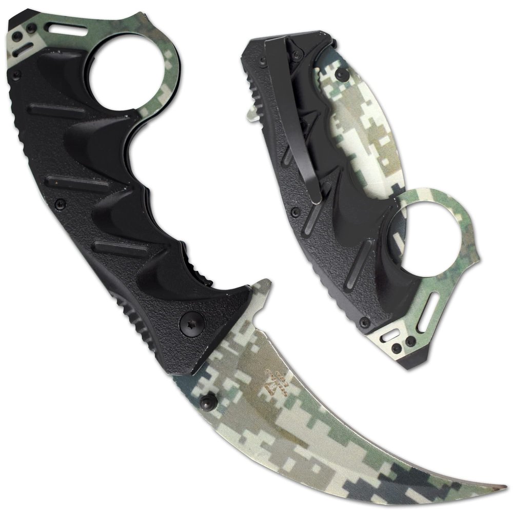 Snake Eye Tactical Everyday Carry Assist Style Folding Pocket Knife EDC (Green Camo)