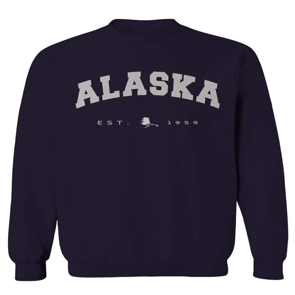0497. Vintage Retro Graphic Alaskan Alaska State Men's Crewneck Sweatshirt (Navy 2X Large)