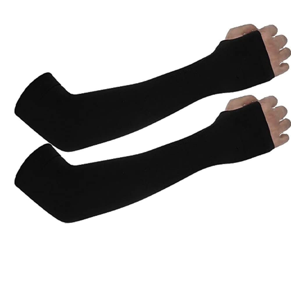 HCHES 1 Pair Sun Protection Arm Guard Sleeve Arm Guard Ice Silk Cover Sleeve Protection Riding and Driving Thin Mens,1 Pair(finger) bk,1 size for 70,200kg