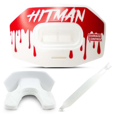 DAMAGE CONTROL Youth Football Mouth Guard  Breathable No Boil Mouthpiece, Protects Lips & Teeth, Works with Braces, Includes Helmet Strap  Sports Gear & Accessories (Hitman)