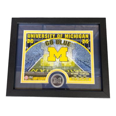 Michigan Wolverines 9" x 11" Photo Frame with Custom Print and A Minted Medallion Coin