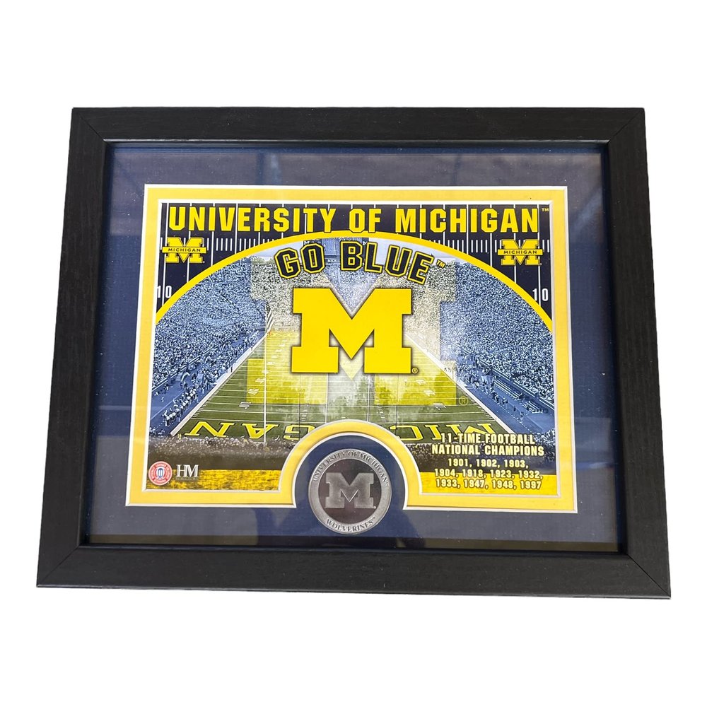 Michigan Wolverines 9" x 11" Photo Frame with Custom Print and A Minted Medallion Coin