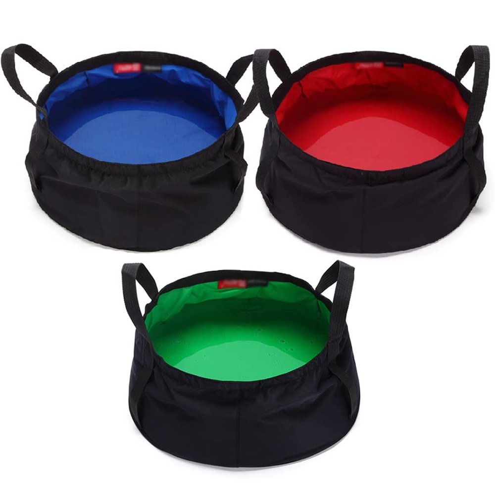 Collapsible Bucket 2 Gallon, Collapsible Sink Bucket 3 Pack, Portable Folding Bucket with Handle, Portable Camping Wash Basin Folding Water Container for Fishing (Size : Blue+Green+red)