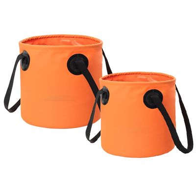 Collapsible Bucket with Handle, 15L+20L Portable Folding Bucket, Foldable Round Tub, Ultra Lightweight Collapsible Sink Camping, for Fishing, Hiking, Car Washing (Color : Orange)