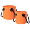 Collapsible Bucket with Handle, 15L+20L Portable Folding Bucket, Foldable Round Tub, Ultra Lightweight Collapsible Sink Camping, for Fishing, Hiking, Car Washing (Color : Orange) view 1
