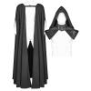 tuduoms Unisex Men's Renaissance Medieval Cloak Black Cape Hooded Cloak Halloween Cosplay Costume Witch Party Cape King Cloak view 3