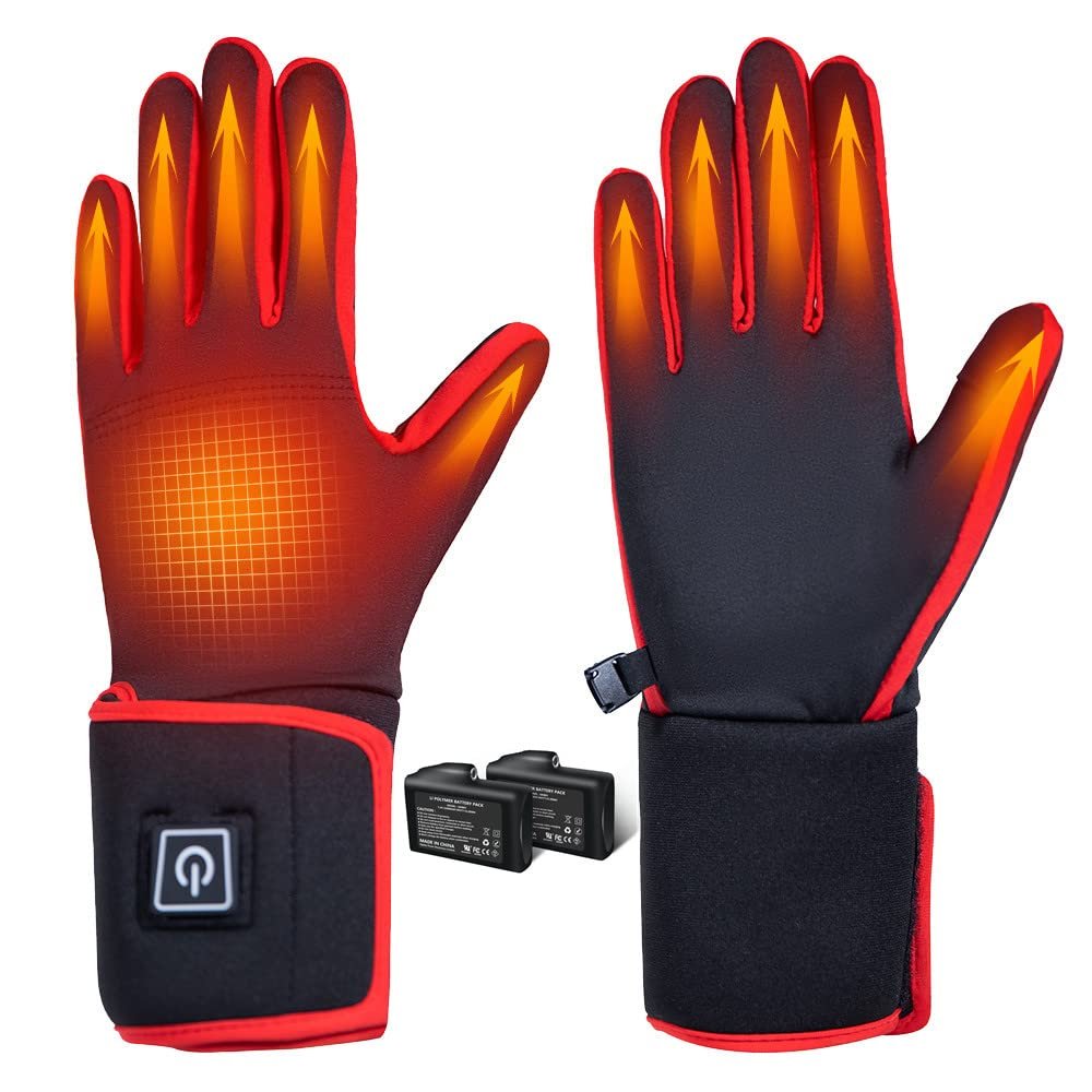 Savior Heated Glove Liners,Electric Heated Thin Gloves with Remaining Power Display,Rechargeable Hand Warmers,Suitable for Winter Driving,Ski,Running,Cycling, Hunting