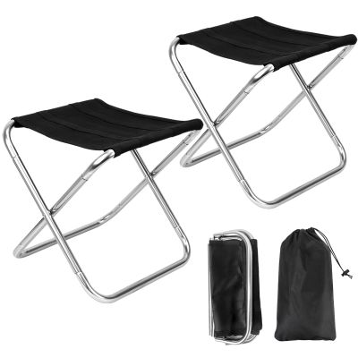 CUGBO 2Sets Portable Folding Camping Stool, Lightweight Camp Chair for Fishing Hiking, Compact Collapsible Travel Footstool for Outdoor, Beach, Backyard, Lawn,Picnic with Carry Bag,10.35" x 8.86"
