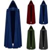 tuduoms Unisex Men's Renaissance Medieval Cloak Black Cape Hooded Cloak Halloween Cosplay Costume Witch Party Cape King Cloak view 3