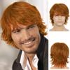 Wiwige Mens Orange Wig Short Layered Fluffy Natural Wig Synthetic Heat Resistant Halloween Cosplay Wig for Males view 1