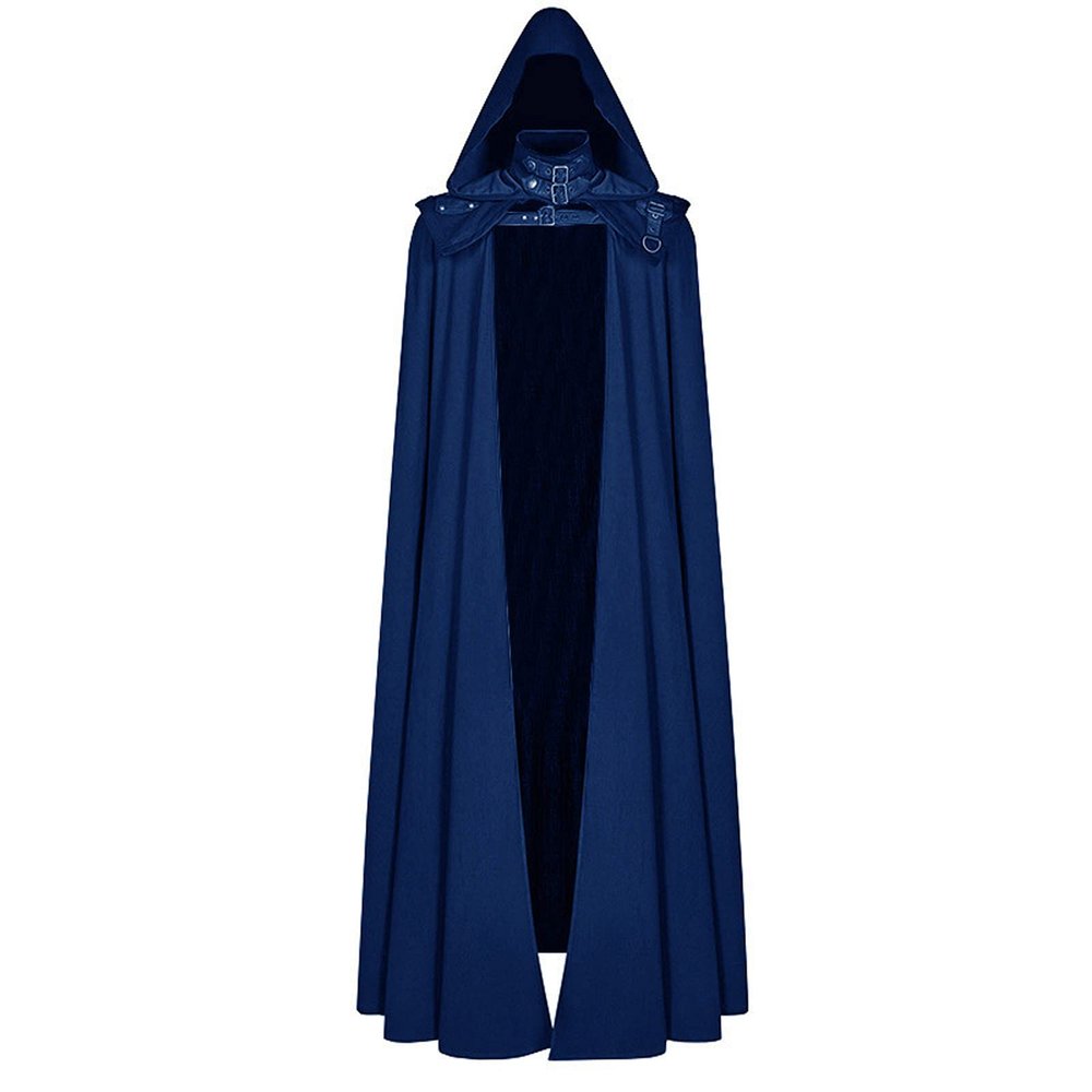 tuduoms Unisex Men's Renaissance Medieval Cloak Black Cape Hooded Cloak Halloween Cosplay Costume Witch Party Cape King Cloak