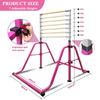 kechery Foldable & Moveable Gymnastics Horizontal Bar with Rings,3to 5Adjustable Height Expandable Junior Kip Bar for Home,Indoor Gym Equipment for Kids(Foldable Pink with Rings) view 3