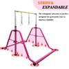 kechery Foldable & Moveable Gymnastics Horizontal Bar with Rings,3to 5Adjustable Height Expandable Junior Kip Bar for Home,Indoor Gym Equipment for Kids(Foldable Pink with Rings) view 4
